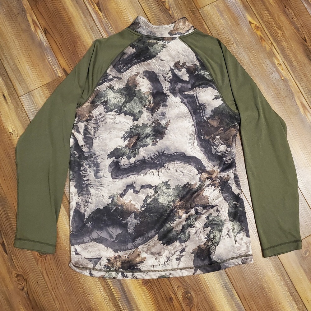 NWOT Habit Mens M Mossy Oak Elements Terra Camo 1/4 Zip Hunting Scent Factor M - Picture 8 of 9